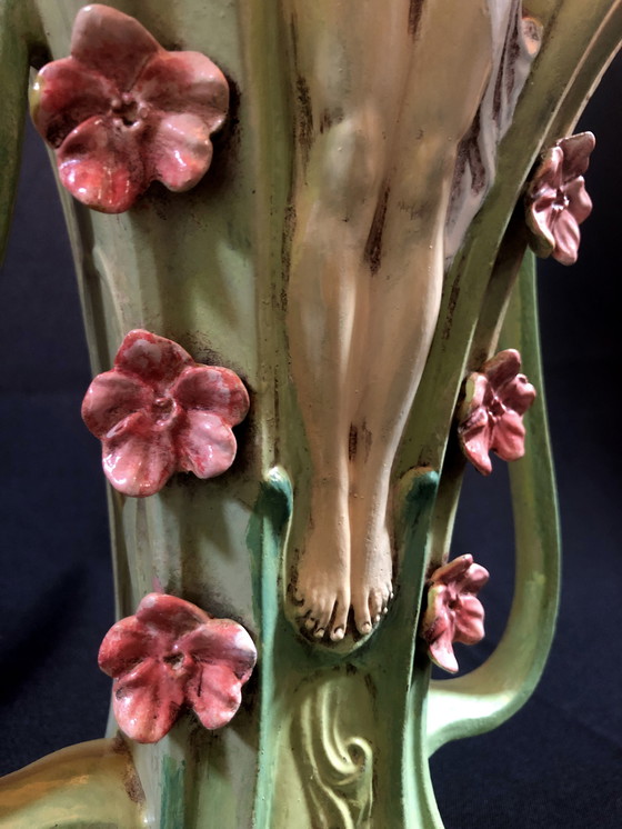 Image 1 of Large Vintage Table Lamp - Siren - Robert Pfeffer - Art Nouveau - 1920