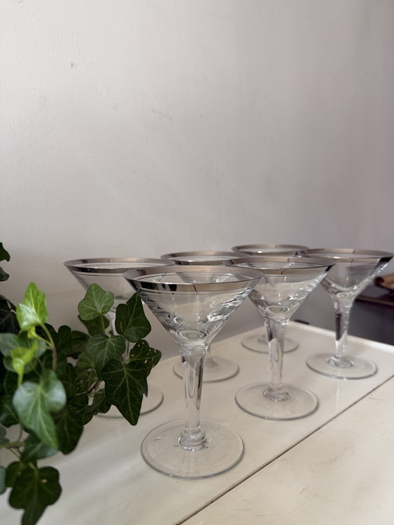 Verres à Cocktail Mid Century avec Bord Argenté – Verres et carafes, Crystal (photo 2 of 6)