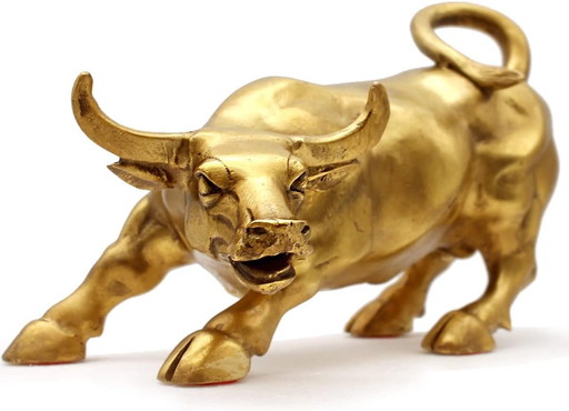 Sculptuur Home Decoration Golden Copper Bull(Feng Shui) vertegenwoordigt veel geluk van het leven rijkdom, messing stier beeldje