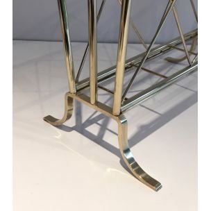 Image 1 of Vintage Neoclassical brass magazine rack, 1940