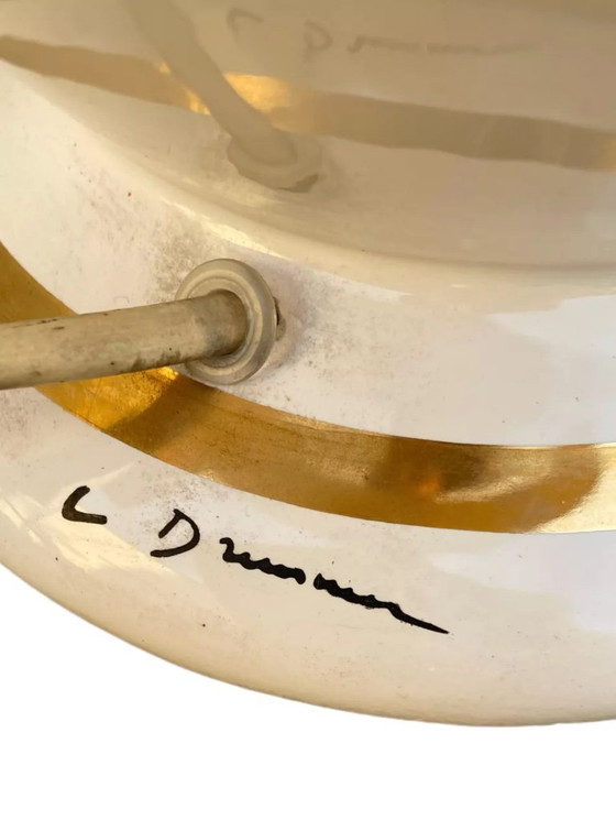 Image 1 of Grande lampada da tavolo in porcellana bianca e oro