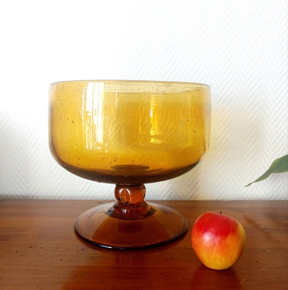 Image 1 of Cuenco central grande de vidrio burbujeado Biot, 25 cm