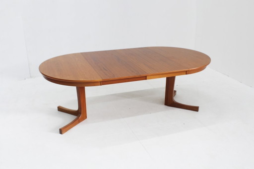 Tavolo da pranzo rotondo allungabile in stile vintage danese