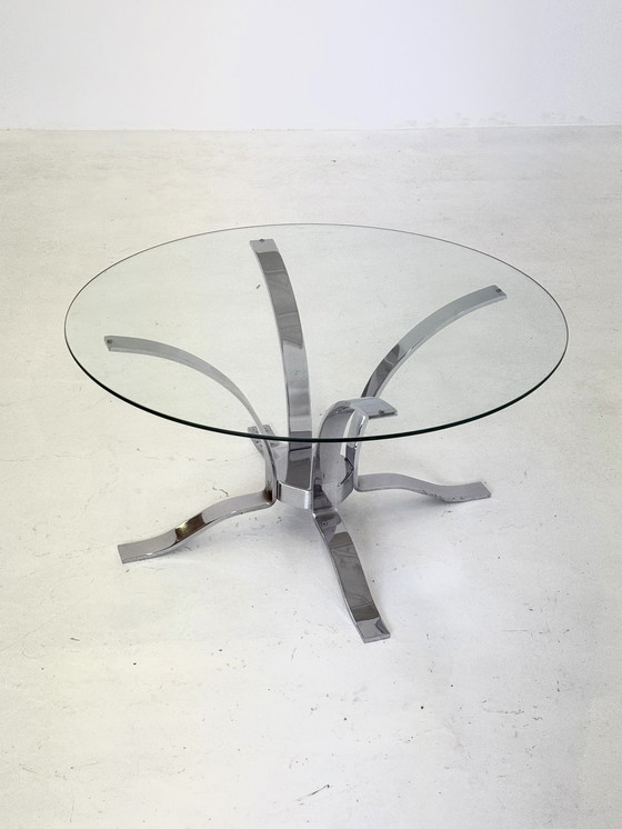 Image 1 of Tavolino da caffè in vetro di metà secolo con struttura cromata