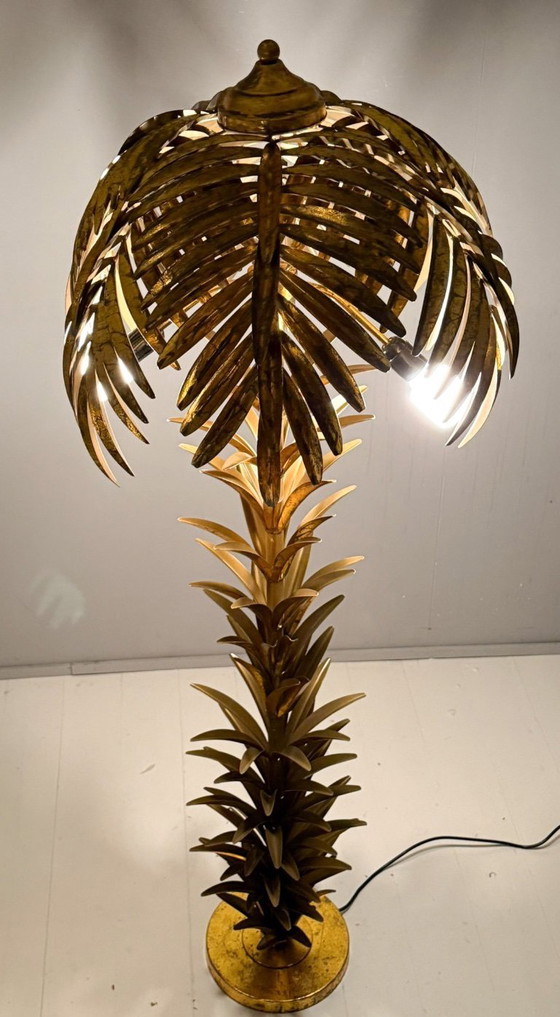 Image 1 of Gran lámpara de pie/palmera estilo Hollywood Regency, al estilo de Maison Jansen, Francia, década de 1970