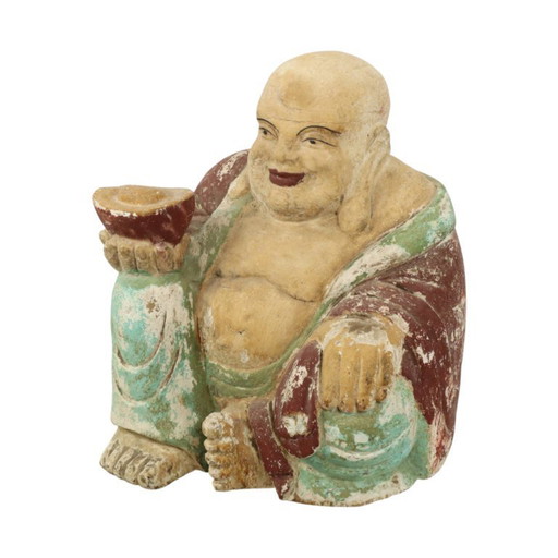 Grande Buddha che ride in legno XL