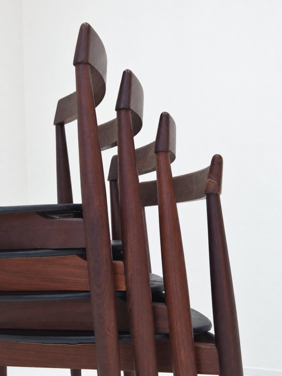 Roundette Teak Dining Chairs By Hans Olsen For Frem Rojle, 1960s Set Of 4 – Leather, Wood (photo 12 of 16)