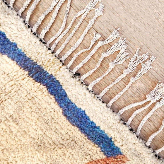 Image 1 of Tapis berbère beni ourain marocain tissu main à motifs colorés 250/150 cm