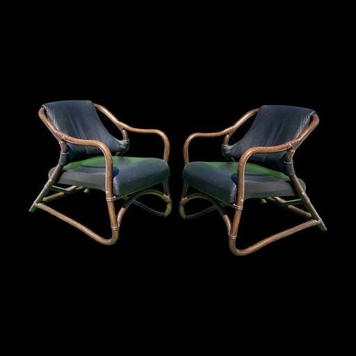 Bamboo Lounge Chairs With Skai Leather