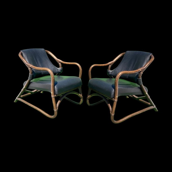 Image 1 of Bamboo Lounge Chairs With Skai Leather