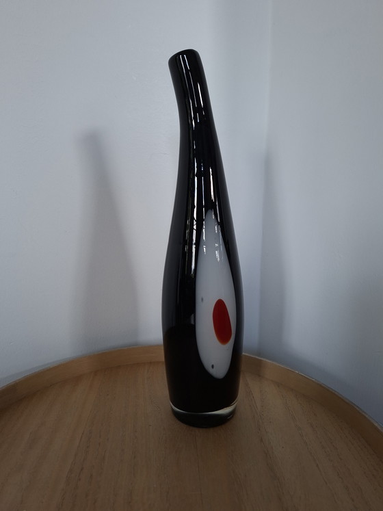 Image 1 of Vintage Murano "Evil Eye" Vase – Black/Red/White (35 cm)