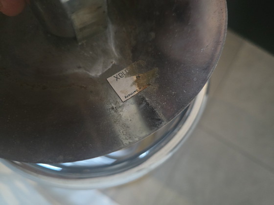 Image 1 of Lampada da tavolo iconica Space Age degli anni '70: fungo opalino e spirale cromata