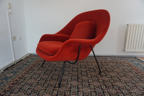 Knoll Womb Chair in red alpaca - Eero Saarinen, Chairs and lounge chairs, Metal, Textile, Black (photo 3 of 17)