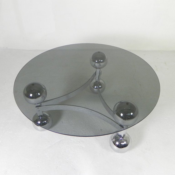 Image 1 of Table basse Spoutnik de l'ère spatiale, avec un piètement chromé des années 1970