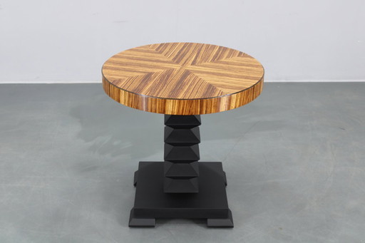 980s Czechoslovakian Cubist Style Side Table, Veneer and Solid Wood