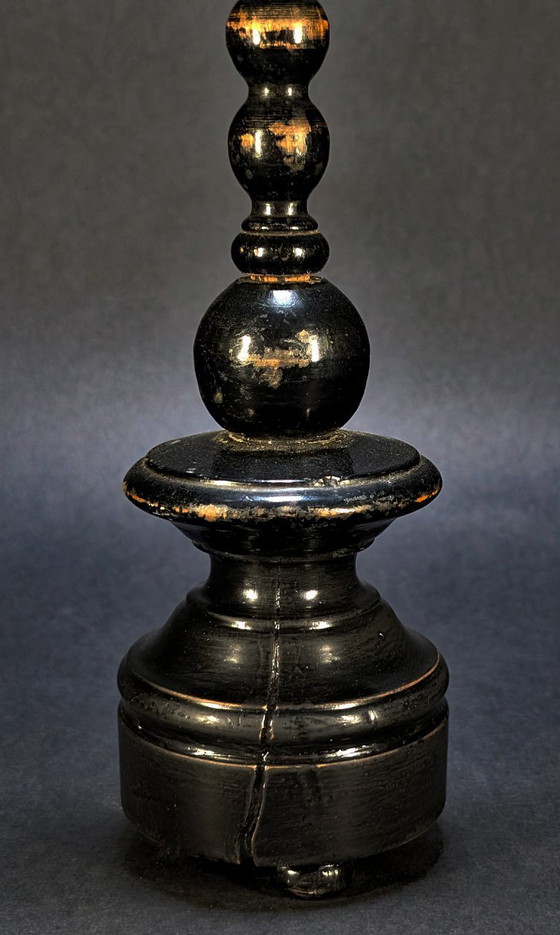 Image 1 of Croce antica restaurata in legno nero e metallo argentato, raffigurante Cristo in stile Napoleone III.