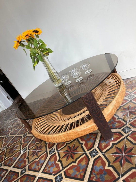 Smoked Glass & Rattan Coffee Table (photo 2 of 11)