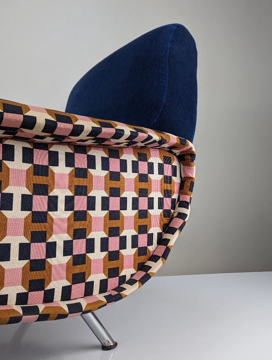 Image 1 of Paire de fauteuils Lady en velours bleu Hermès, Marco Zanuso, Italie, années 1950