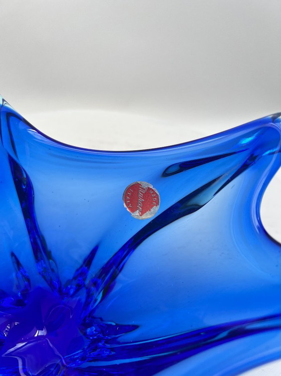 Image 1 of Murano blue pointed bowl, cobalt blue fruit bowl, Mid Century Art Glass
