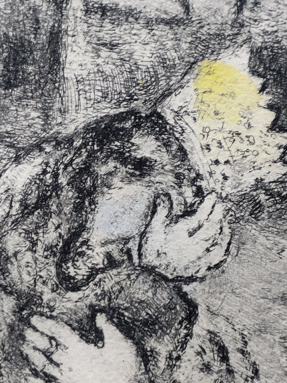Image 1 of Marc Chagall ORIGINAL ETCHING 'David mourns Absolom' colored by Chagall himself