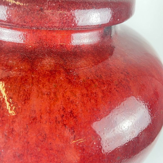 Image 1 of Grande vaso giapponese vintage con coperchio – ceramica smaltata rosso bordeaux – marchio di fabbrica – 49 cm