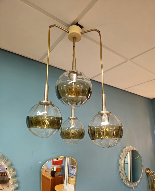 Lampada a sospensione vintage a forma di sfera in vetro a cascata 