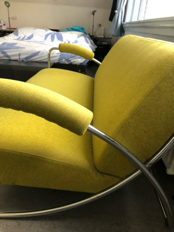 Rare Dyker 20 design sofa in excellent condition, Dutch Seating Company, 2 seaters, Metal, Textile, Yellow (photo 7 of 10)