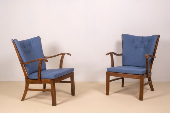 Image 1 of Loungestoelen uit de jaren 40 van Tyge Hvass, model 1628 voor Fritz Hansen, Denemarken