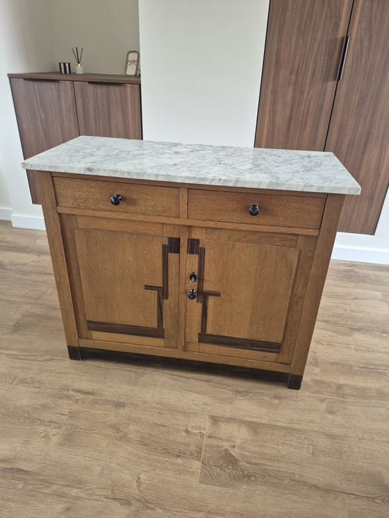 Image 1 of Art Deco cabinet with marble top - 1920s to 1930s
