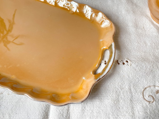 Image 1 of Service à Thé Vintage en Lustre Czecho-Slovaquia Victoria China Pêche Irisé 1950