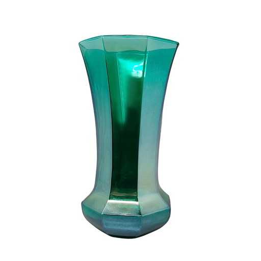 1970 Vase vert exquis fait à la main par Ca dei Vetrai en verre de Murano, fabriqué en Italie
