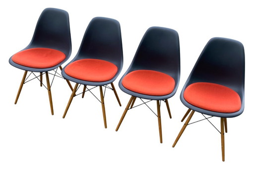 4x Vitra Eames DSW with upholstered seat