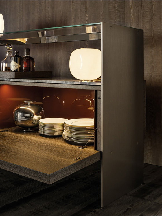 Image 1 of Minotti Carson Buffetkast sucupira hout , Brons, Marmer Glas showmodel