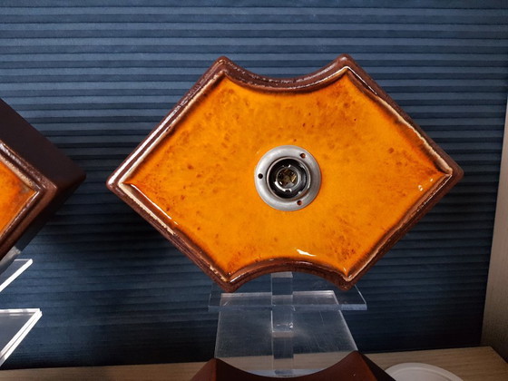 Image 1 of Satz von 4 Keramik-Wandlampen, Pan Keramik-Wandlampen 1970er Jahre