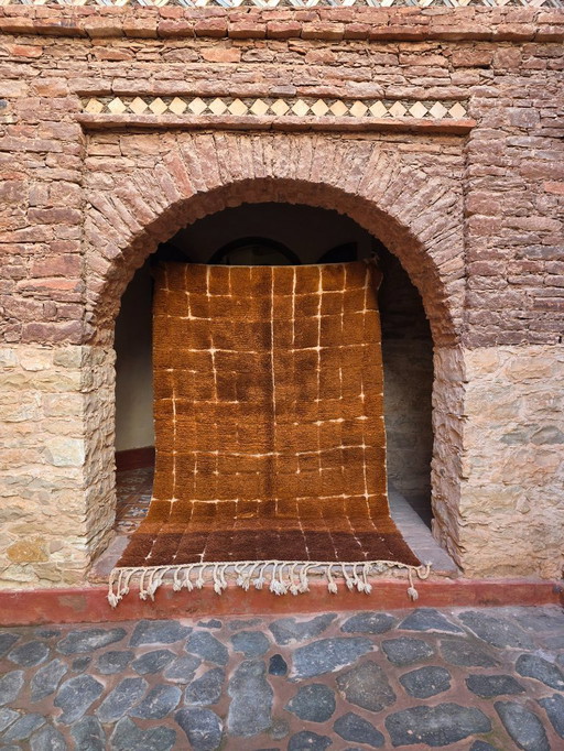 Brown Moroccan Beni Ourain plush rug 238 x 148 cm 