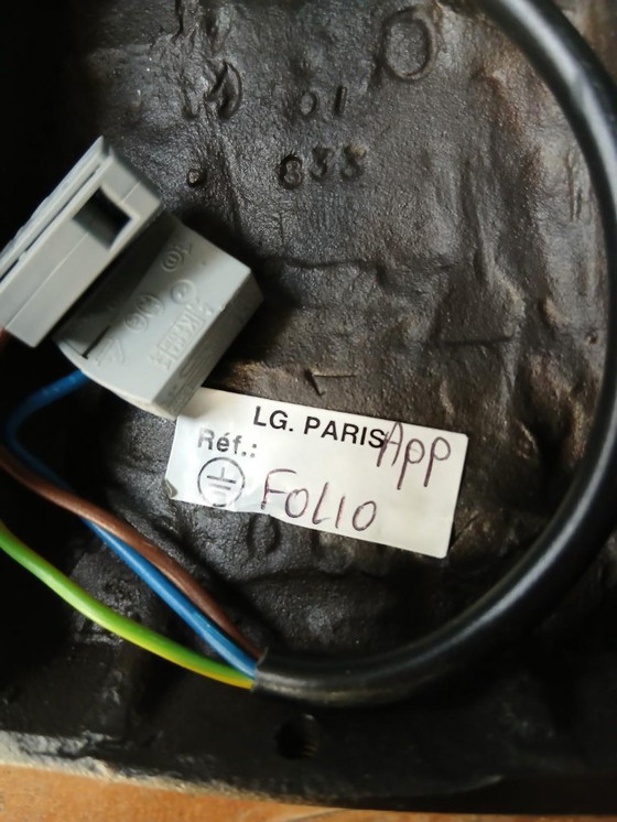 Image 1 of Rari e unici 2 o 4 applique da parete in bronzo con motivo a foglia di pianta di Lucien Gau, modello Folio