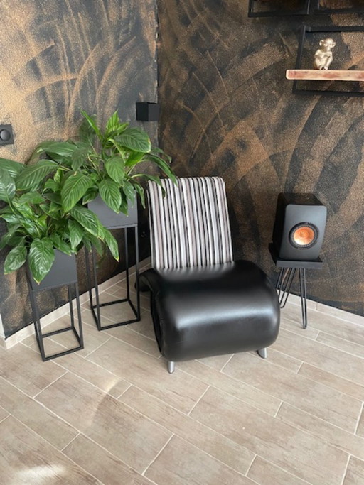 Wunderschöner, einzigartiger Designersessel von Jesss aus Leder/Stoff – fauteuils, Leather