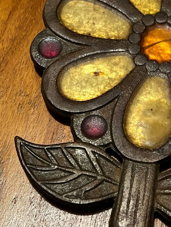 Onderzetter van talosel en metaal toegeschreven aan Line Vautrin, circa 1950-1960, Tafelaccessoires, Vintage (foto 9 van 9)