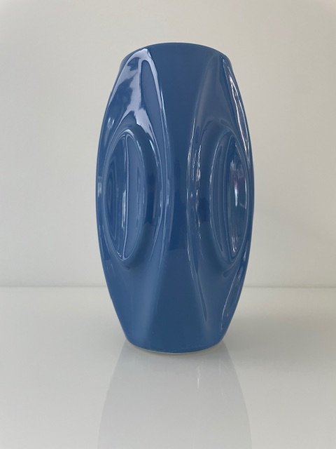 Image 1 of Beautiful Blue Glazed Vase With Ellipse Patterns