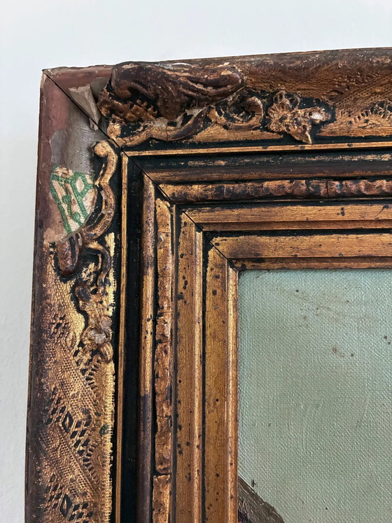 Image 1 of Pintura al óleo original de época que representa un puerto escandinavo.