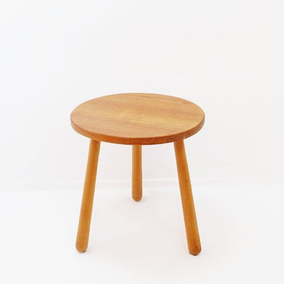 Image 1 of Vintage tripod side table in solid wood with rounded legs
