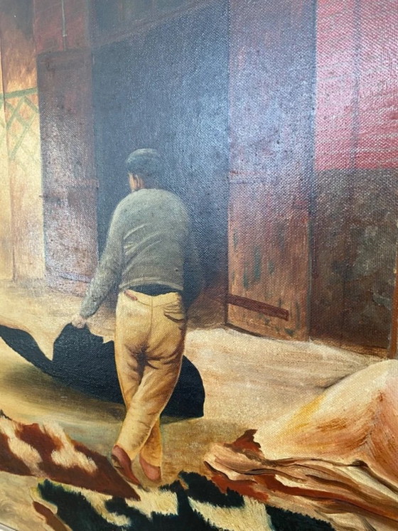 Dipinto Olio Su Tela - "La Conceria" G. Barbero – Cornici, Wood (photo 5 of 5)