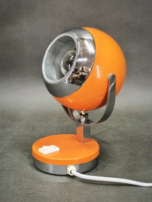 Goffredo Reggiani Orange Eyeball Space Age Table Lamp, Italy, 1970s – tafellampen, Metal