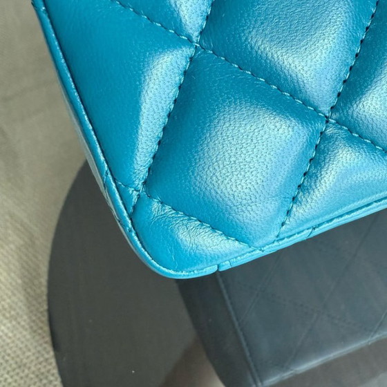 Image 1 of Chanel Classic Flap Maxi - Double Flap 33CM Quilted Lambskin Blue Silver Hardware Series 15