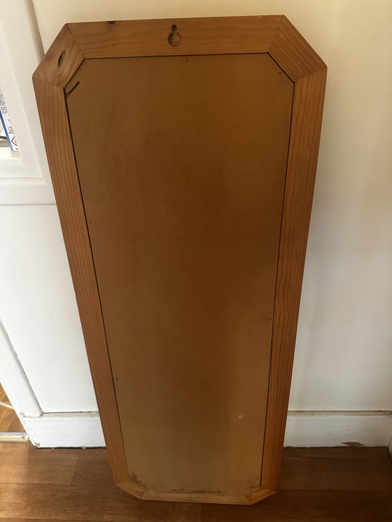 Espejo de pared octogonal grande de pino, década de 1970 – 103 × 40 cm – Wood, Glass (photo 13 of 13)