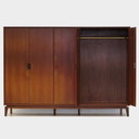 Large vintage mid century modern 5-door wardrobe in teak, 1960s