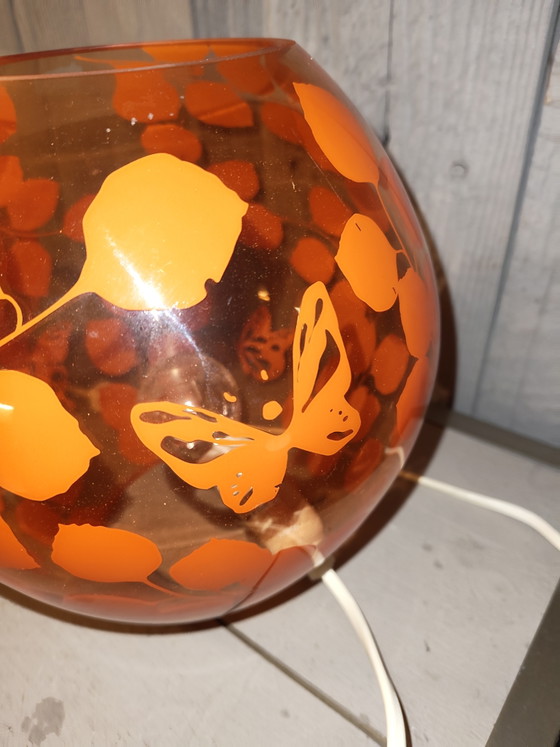 Image 1 of vintage IKEA Knubbig tafellamp set in een zeldzame oranje/rode uitvoering