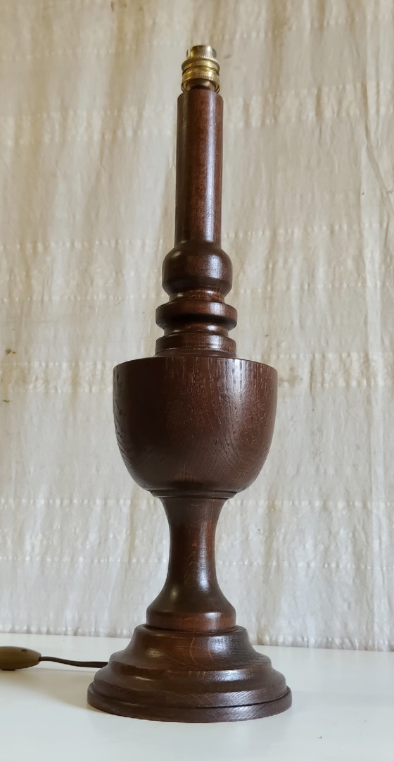 Turned Solid Wood Lamp Base - Mid-20th Century – Table lamps (photo 6 of 8)