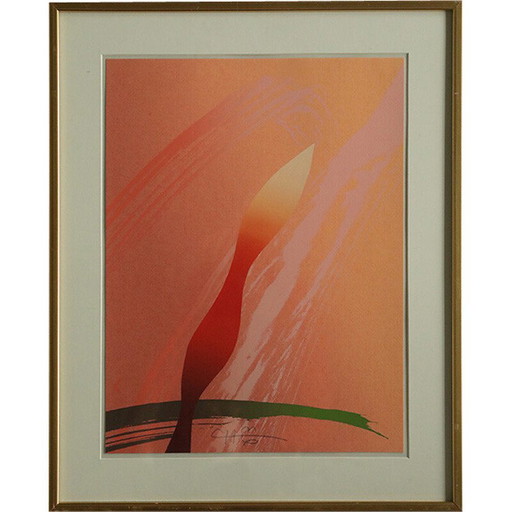 Serigrafía vintage Amaryllis de Curt Hillfon, década de 1960