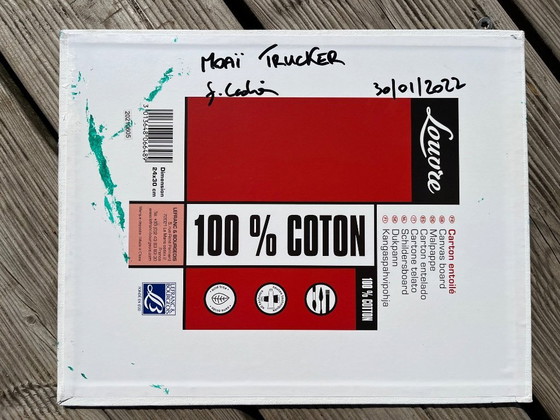 Image 1 of Moai. Acrylique sur carton entoilé.  Format 30x24 cm. 